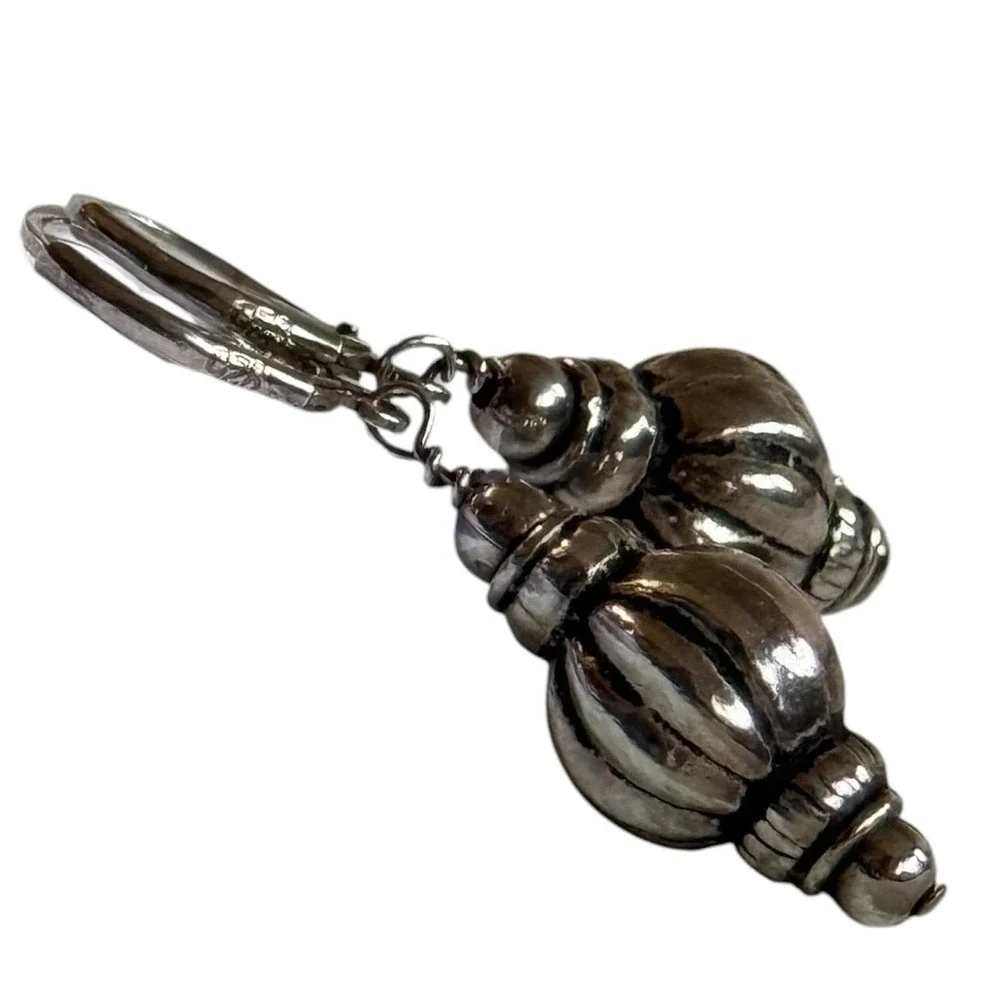 Sterling Melon Bead Leverback Earrings Mid Century Artisan Silver Earrings
